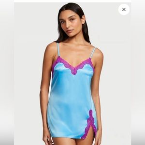 NEW Victoria Secret Tease Satin Lace-Trim Mini Slip size S